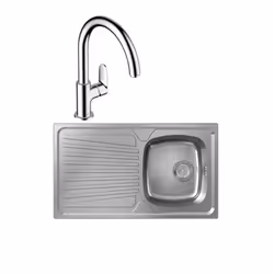 Evier 1 bac S21 inox + robinet de cuisine Vernis Blend M35 210 chromé