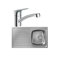Evier 1 bac S21 inox + robinet de cuisine Logis M31 120 chromé