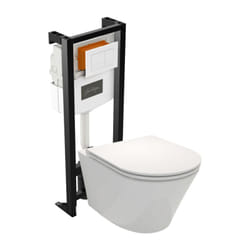 Jacob Delafon - Pack wc suspendu sans bride Rodin+ avec abattant + bâti support + plaque blanche