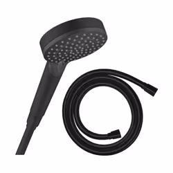 Les caractéristiques du pommeau de douche HANSGROHE Vernis Blend noir mat dimension: 100 mm jet Rain, jet IntenseRain changem ...