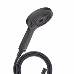Pommeau de douche 3 jets Universal avec curseur noir mat + flexible de douche