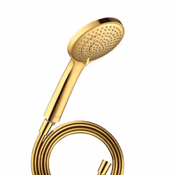 Pommeau de douche 3 jets Universal avec curseur doré poli + flexible de douche