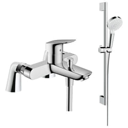 Pack mitigeur bain douche Hansgrohe Logis + ensemble de douche Hansgrohe Crometta chromé avec colonnettes
