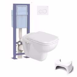 Les caractéristiques du WC suspendu DURAVIT D-code avec abattant Matériau : céramique Type de cuvette : cuvette suspendue Ave ...
