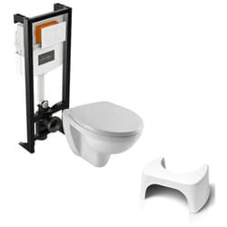 Pack wc suspendu sans bride Jacob Delafon Patio + tabouret physiologique blanc