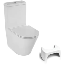 Wc au sol sans bride Jacob Delafon Rodin+ sortie vario + tabouret physiologique blanc
