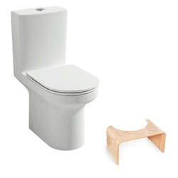 Wc au sol sans bride Jacob Delafon Elite + tabouret physiologique bois