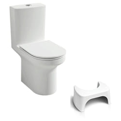 Wc au sol sans bride Jacob Delafon Elite + tabouret physiologique blanc