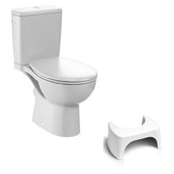 Wc à poser sans bride Jacob Delafon Gaspard + Tabouret physiologique blanc