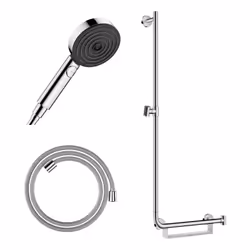 Avantages du pack barre de douche PMR Unica HANSGROHE version droite + Pommeau et flexible : Une barre pensée pour vous : ave ...