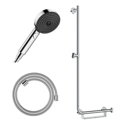 Barre de douche pmr Hansgrohe Unica 110 poignée à droite Chromé + Pommeau de douche Pulsify 3 jets + flexible Designflex 160cm