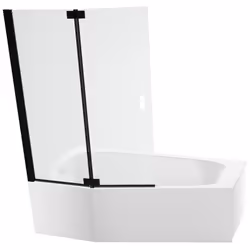 Pack baignoire bain douche 170 x 90 Bastille vidage à gauche blanc brillant + tablier en niche + pare-bain noir