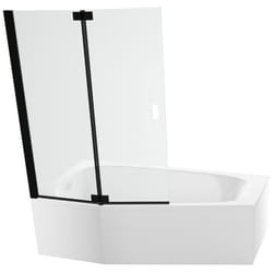 Pack baignoire bain douche 170 x 90 Bastille vidage à gauche blanc brillant + tablier en niche + pare-bain noir