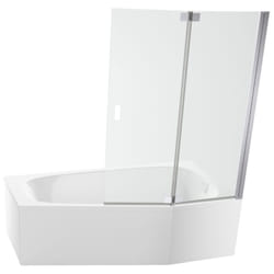 Pack baignoire bain douche 170 x 90 Jacob Delafon Bastille vidage à droite blanc brillant + tablier en niche + pare-bain chromé