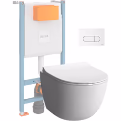 Pack WC suspendu Sento blanc + bâti autoportant V-Fix Core + Plaque Round Blanche