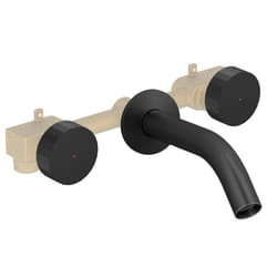 Pack mitigeur lavabo encastré 3 trous Grands Boulevards noir mat avec mécanisme complet