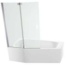 Baignoire bain douche 170 x 90 Bastille vidage à gauche blanc brillant + tablier en angle + pare-bain chromé