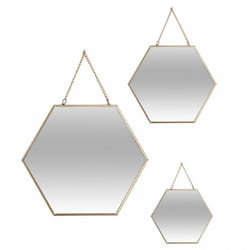 Lot de 3 miroirs héxa métal chaine Atmosphera or