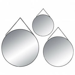 Lot de 3 miroirs ronds métal chaine - noir - Noir