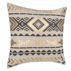 Housse de coussin or et gris Ethnique 40 x 40 cm