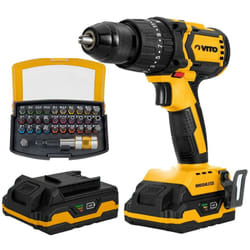 Perceuse Visseuse Brushless 20V + 2 Batteries Lithium 4Ah + Coffret 32 Embouts + Chargeur et Mallette Vito
