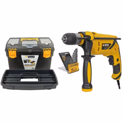 Perceuse à percussion 850W VITOPOWER conçue pour percer ou visser dans les matériaux durs du bâtiment. Perçage rapide efficac ...