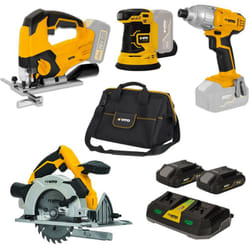 Pack 4 outils 20V + 2 Batteries lithium 2.0 Ah + Chargeur double + Sacoche Vito