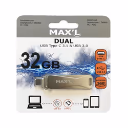 Clé USB - MAXELL - 32 Go - USB 3.0 - USB-C 3.1 - Dual Connectivité
