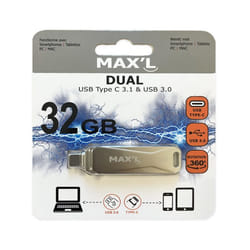 Clé USB - MAXELL - 32 Go - USB 3.0 - USB-C 3.1 - Dual Connectivité