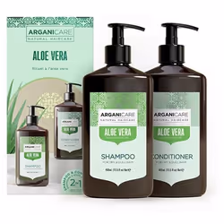 Duo Rituel à lAloe Vera - ARGANICARE - Shampooing 400mL - Après Shampooing 400mL - Hydratant - Régulateur