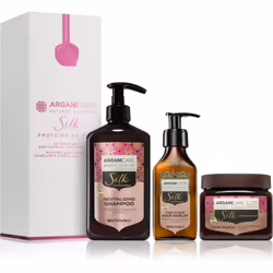 Tout le nécessaire pour de beaux cheveux en un seul produit. Le coffret cosmétique Arganicare Silk Protein Detangling and Shi ...