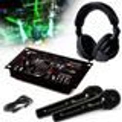 Casque DJ Sono + table de mixage DJ21-USB-MKII IBIZA Sound + 2 Micros Dynamiques Noir