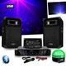 Pack Sono DJ300 ampli + enceintes 500W + Table de mixage USB BLUETOOTH + Astro SIXMAGIC LED RVB