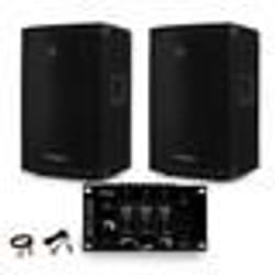 Pack Sono 2 HP passive IBIZA DISCO10B TRAPEZOIDALE 10 800W BassReflex + Micro + Table de Mix + Câble PC