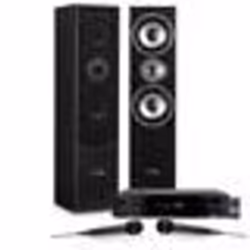 Pack Hifi / Home-Cinéma / Karaoké - Enceintes Colonne 700W - L766-BK + amplificateur 2 x 50W ATM6000BT + 2 Microphones