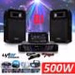 DJ-300 Pack sonorisation complet avec Enceintes Table de mixage Amplificateur 480W + Pack 4 Jeux de lumière DIAMS LytOr