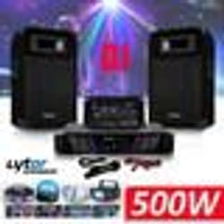 DJ-300 Pack sonorisation complet avec Enceintes Table de mixage Amplificateur 480W + Pack 4 Jeux de lumière DIAMS LytOr