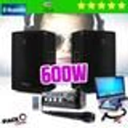 Pack sono 600W total + Ampli PLS1250 + 2 Enceintes 300W PA DJ SONO MIX LED LIGHT MICRO soirée Familiale Bar Club Maison