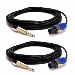 Lot de 2 Câbles Jack 635mm / Speakon mâle 10 m pour enceintes