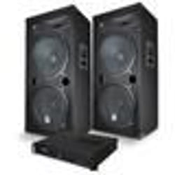 Pack Sonorisation DJ PA Enceintes 2x15/38cm 4000W bassreflex BM SONIC + Ampli XGA 2000W + CABLES