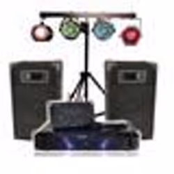 Kit de sonorisation IBIZA DJ-300 complet avec 2 enceintes amplificateur table de mixage Portique Lumières DJ Câbles