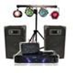 Kit de sonorisation IBIZA DJ-300 complet avec 2 enceintes amplificateur table de mixage Portique Lumières DJ Câbles