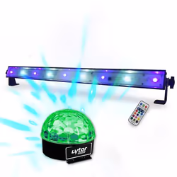 Barre à led HQ Power slim light - effet wash UV avec stroboscope blanc + jeu de lumière 6 LEDs de 1 watt RGB sur la sphère