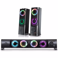Enceintes PC 2.0 - 6W RMS - modulable en une barre de son - rétroéclairage RGB - Alimentation USB