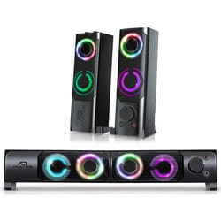 Enceintes PC 2.0 - 6W RMS - modulable en une barre de son - rétroéclairage RGB - Alimentation USB