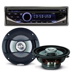 Pack Sono Voiture Autoradio Rcd123 4x75w + 2 Hauts Parleurs 13cm 100w