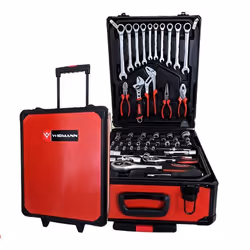 Caisse à outils Widmann 254ALC Valise de garagiste mécanicien de 254 pièces pinces tournevis clés scie marteau