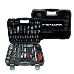 Coffret de Douilles Professionnelles WIDMANN 108 Pièces - 1/4 et 1/2 Cliquet à 72 dents en chrome-vanadium