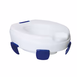 Sahag Rehausseur de toilettes, sans couvercle, Rond, Abattant rigide, Bleu, Blanc, Plastique, 410 mm, 420 mm