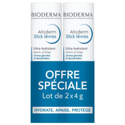 Bioderma Atoderm Stick Lèvres Ultra-Hydratant Lot de 2 x 4 g